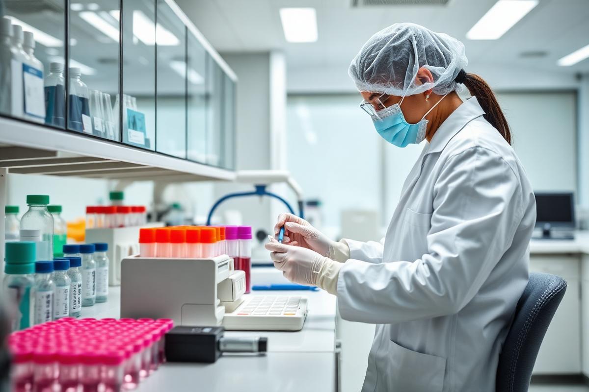 On-site lab technician processing blood samples